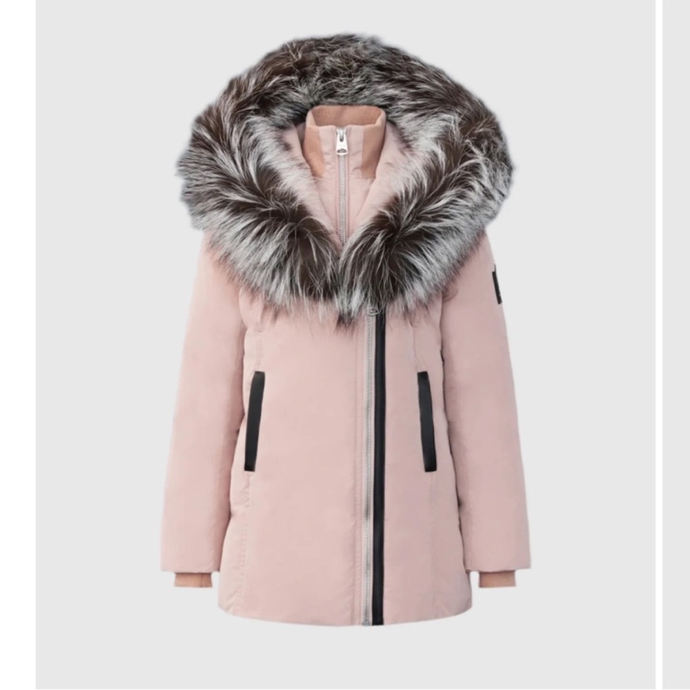 Mackage Pink Puffer Jacket with Fur Trim